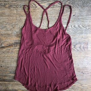 Crisscross back wet seal tank top